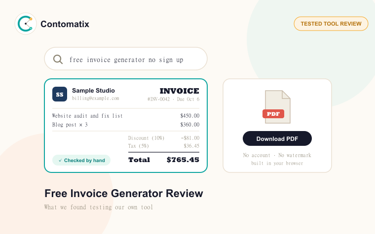 Free Invoice Generator No Sign Up: Verified Hands-On Review