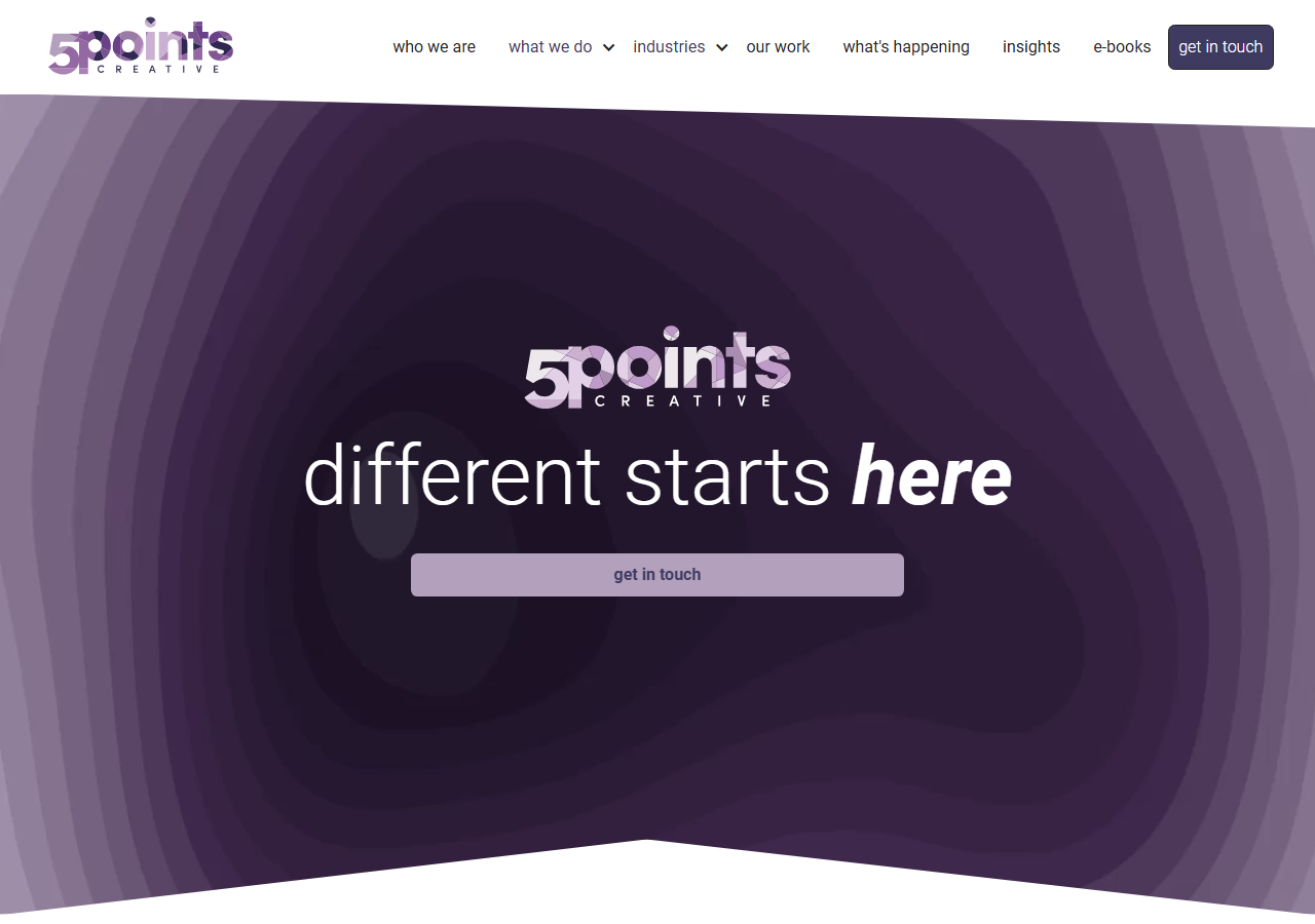 5Points Creative homepage screenshot, an advertising, branding and SEO agency based in Roanoke, Virginia