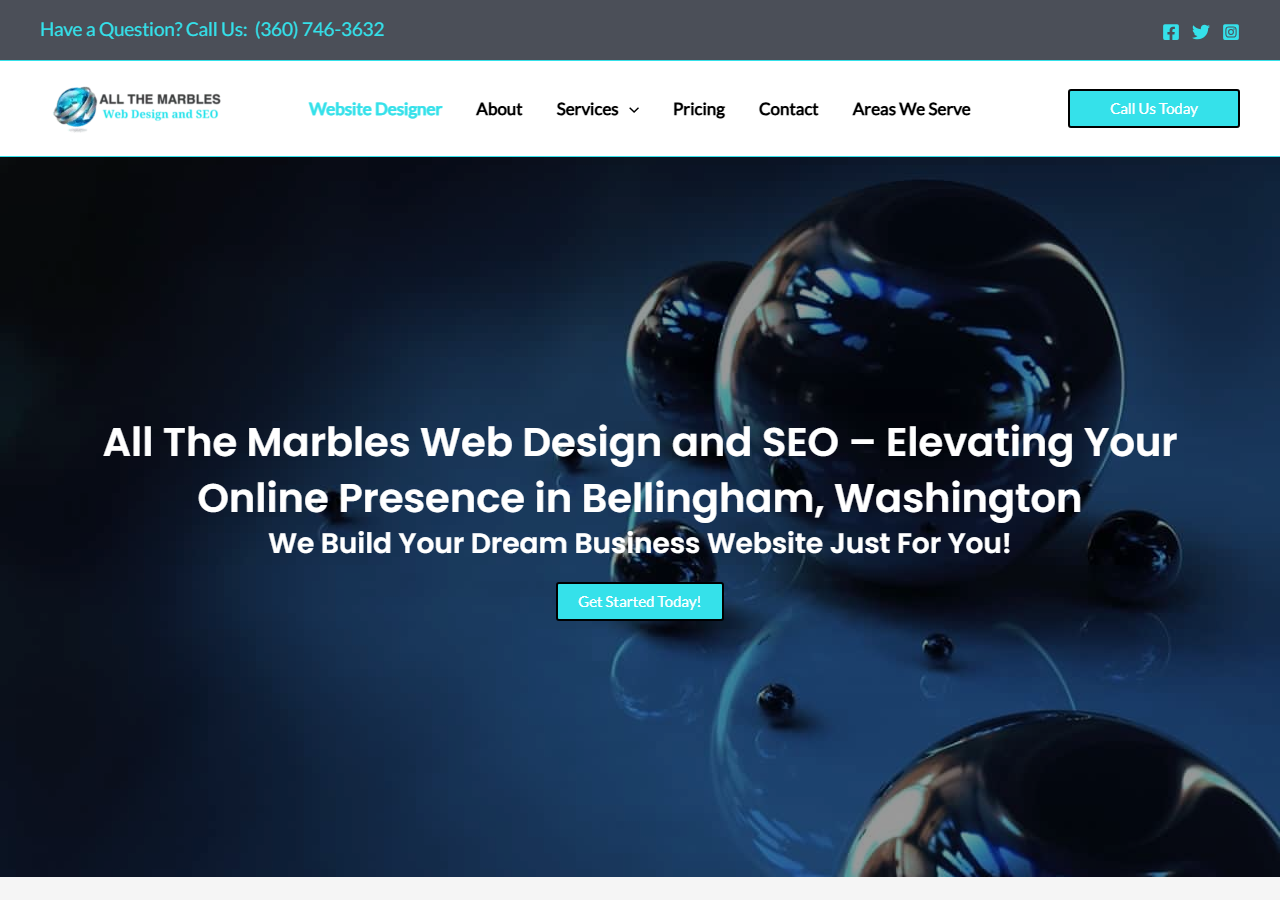 All The Marbles Web Design and SEO homepage screenshot, an SEO and Google Business Profile agency based in Bellingham, Washington
