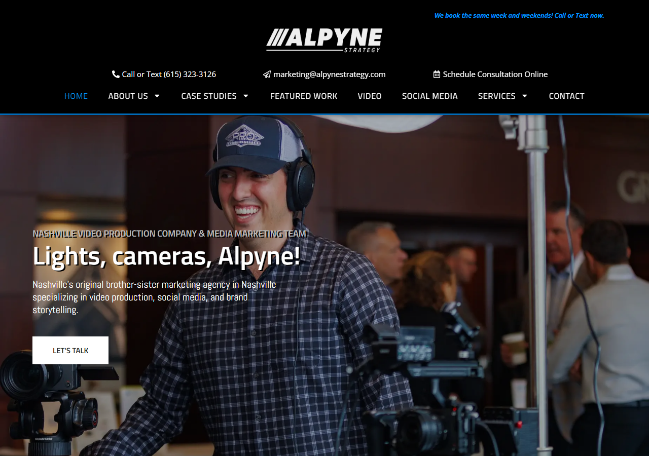 Alpyne Strategy homepage screenshot, an on-page SEO and content strategy agency based in Murfreesboro, Tennessee