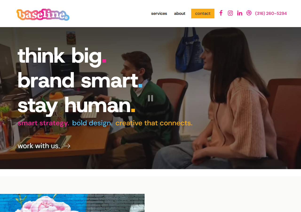Baseline Creative homepage screenshot, a Wichita creative agency offering graphic design, illustration, branding, and digital marketing since 2005