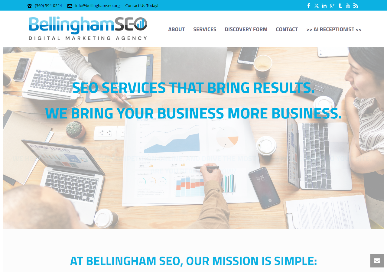 Bellingham SEO homepage screenshot, a search engine optimization and local search agency based in Bellingham, Washington
