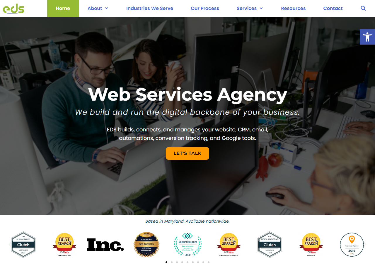 Easy Design Solutions homepage screenshot, a web design, social media and SEO agency based in Gaithersburg, Maryland