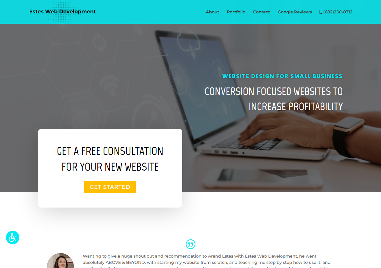Estes Web Development homepage screenshot, a web design and SEO agency based in Mansfield, Texas