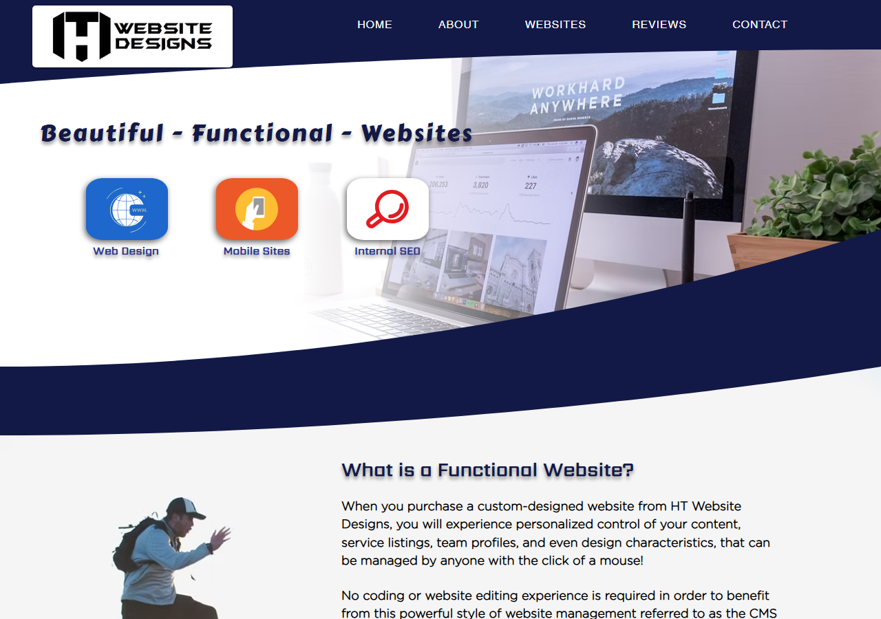 HT Website Designs homepage screenshot, a website design and development company based in Sugar Land, Texas and a Wix Partner