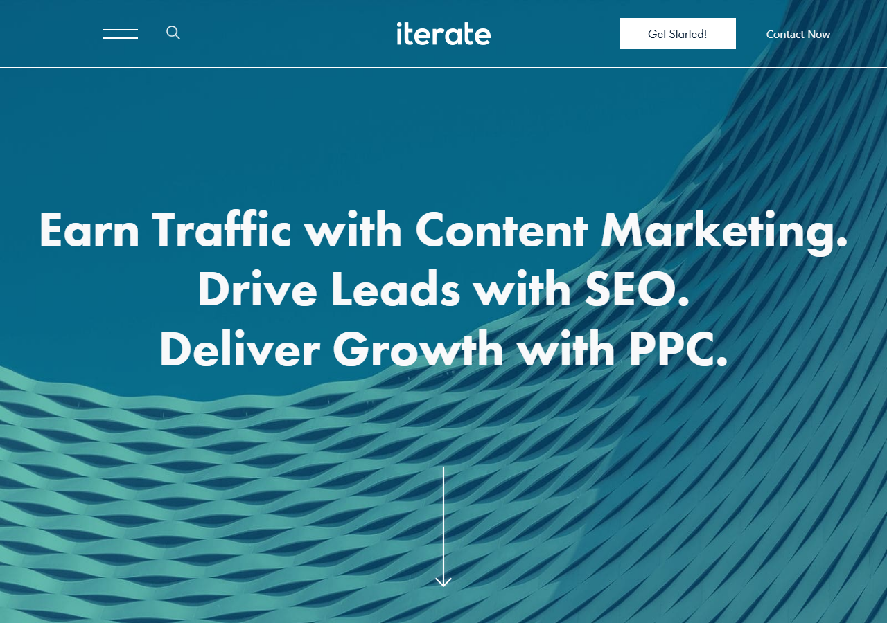 Iterate Marketing homepage screenshot, an SEO, content marketing and PPC agency based in Beaverton, Oregon