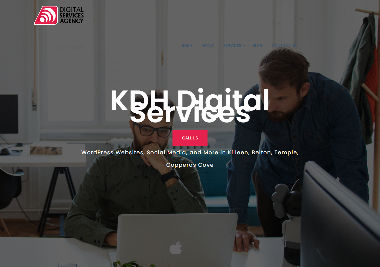 KDH Digital Services homepage screenshot, an SEO, web design and reputation management company based in Killeen, Texas