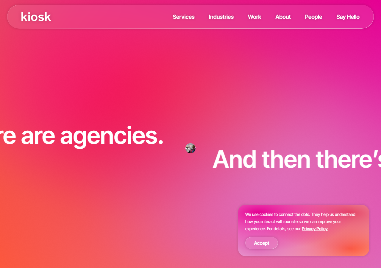 Kiosk homepage screenshot, a creative and digital marketing agency based in Novato, California