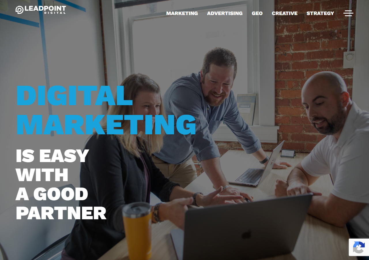 LeadPoint Digital homepage screenshot, an SEO and Generative Engine Optimization agency based in Roanoke, Virginia