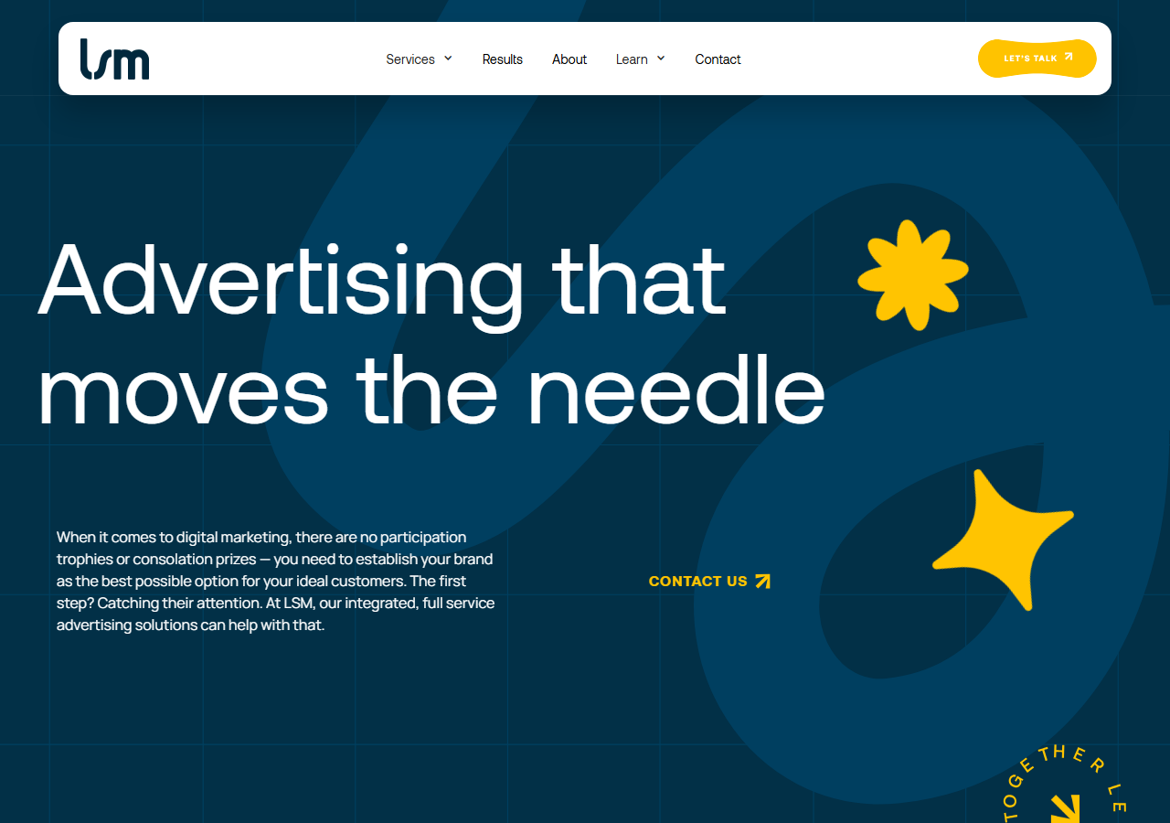 LSM homepage screenshot, a full-service advertising and SEO agency based in Brentwood, Tennessee