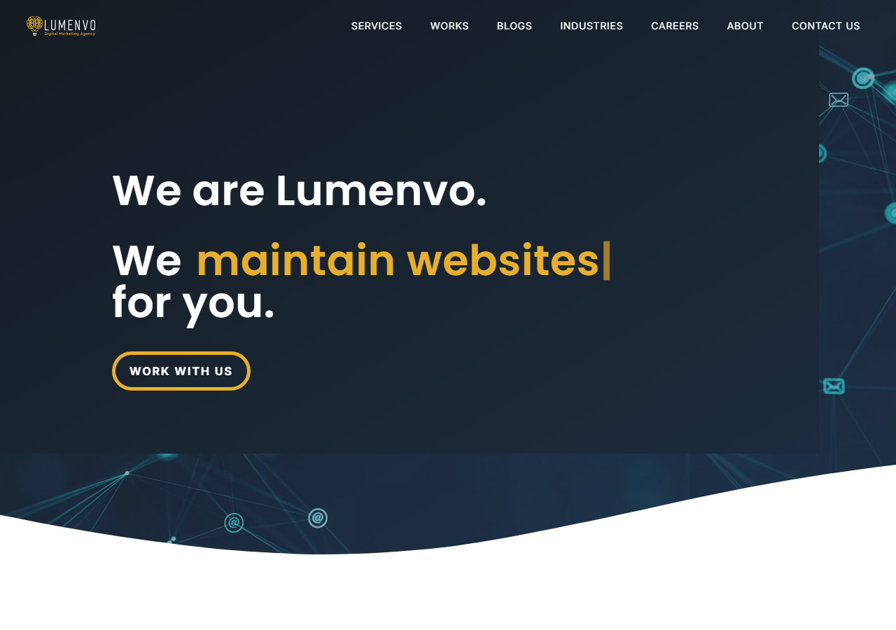Lumenvo homepage screenshot, an SEO, content and marketplace marketing agency based in Marietta, Georgia
