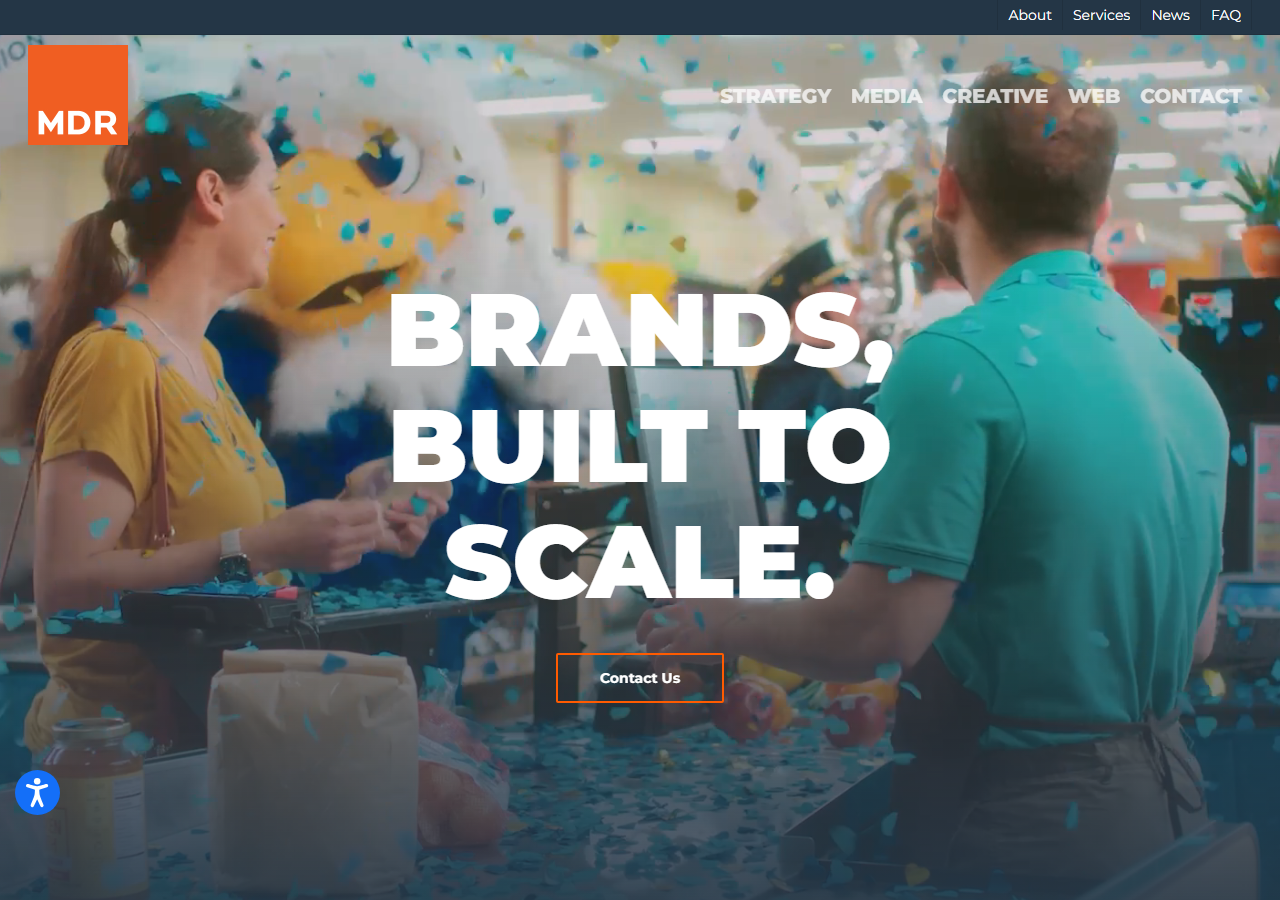 MDR homepage screenshot, a full-service advertising and branding agency headquartered in Corpus Christi, Texas