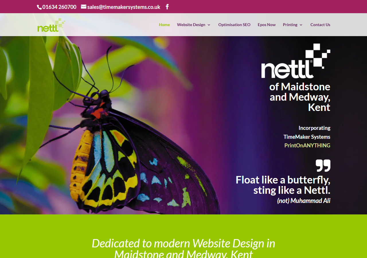 Nettl of Maidstone and Medway homepage screenshot, a Rainham, Gillingham web design and SEO franchise operated by TimeMaker Systems Ltd