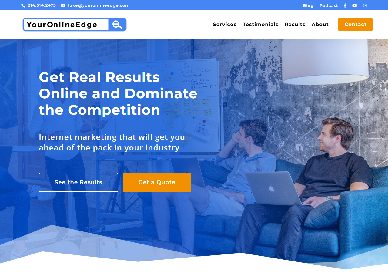 Online Edge homepage screenshot, a digital marketing agency based in McKinney, Texas