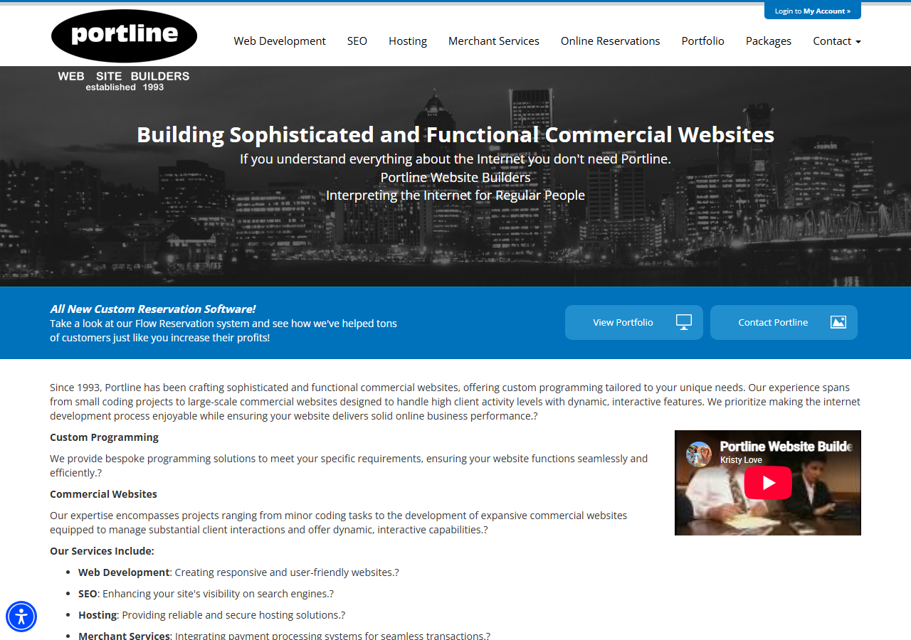 Portline homepage screenshot, a web development, SEO and hosting company headquartered in Beaverton, Oregon