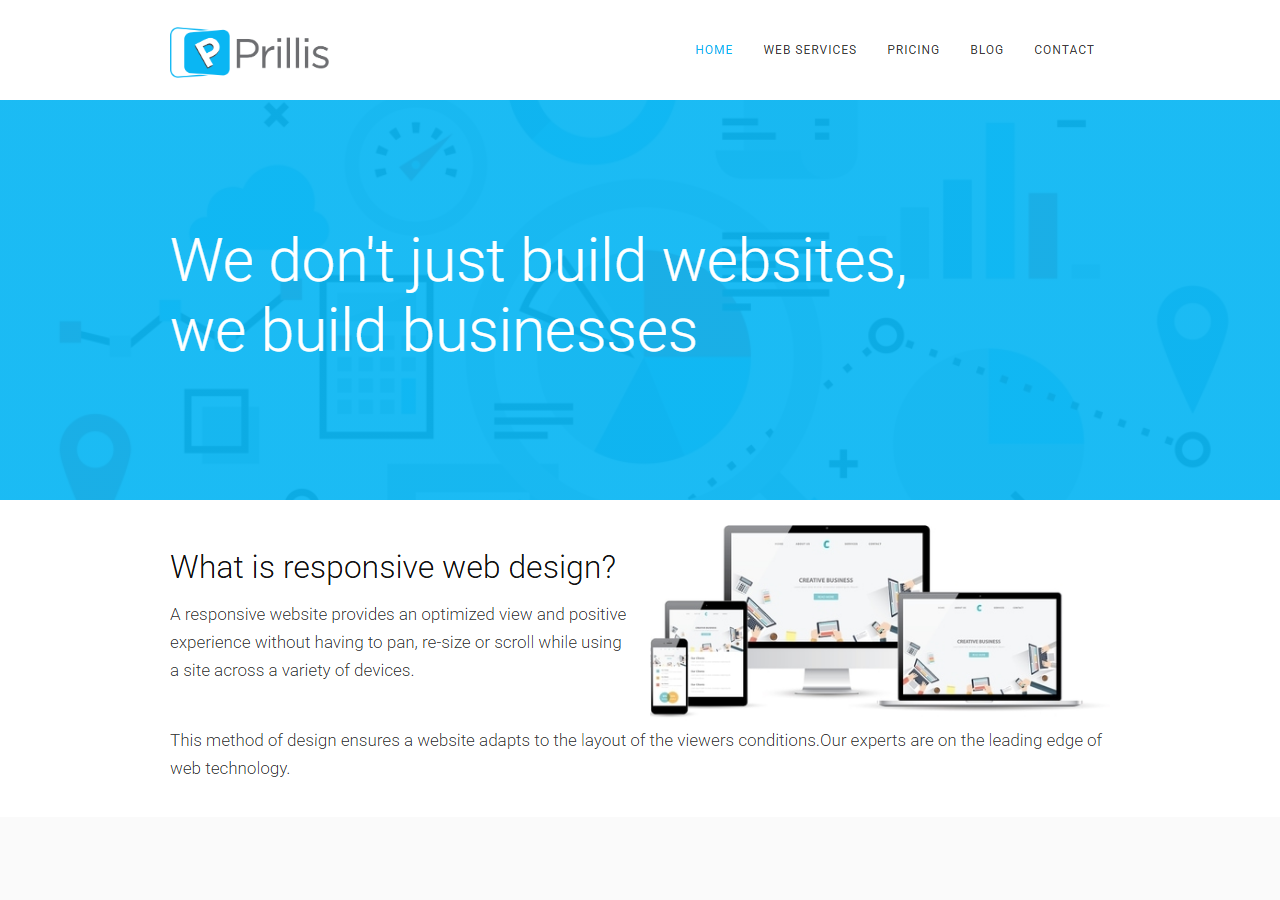 Prillis Design homepage screenshot, a web design and white-hat SEO company based in Beaverton, Oregon