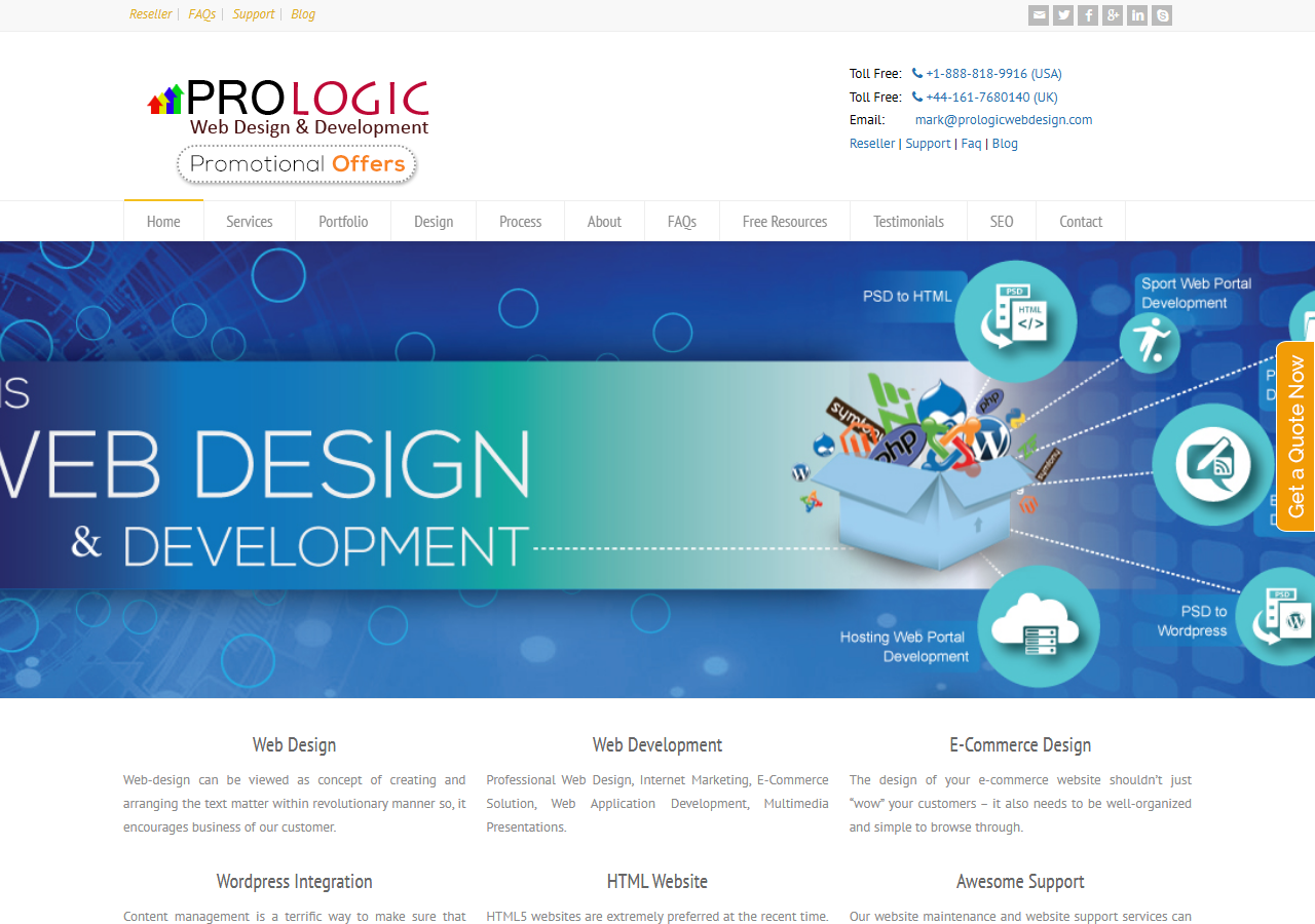 Prologic Web Design homepage screenshot, a web design and SEO agency based in Milpitas, California
