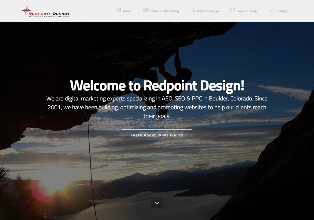 Redpoint Design homepage screenshot, a Boulder, Colorado digital marketing studio offering branding, print, web design, and inbound marketing since 2001