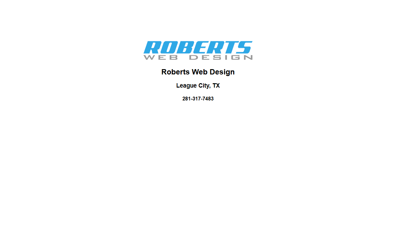 Roberts Web Design homepage screenshot, a home-based League City, Texas web design company in business since 2006