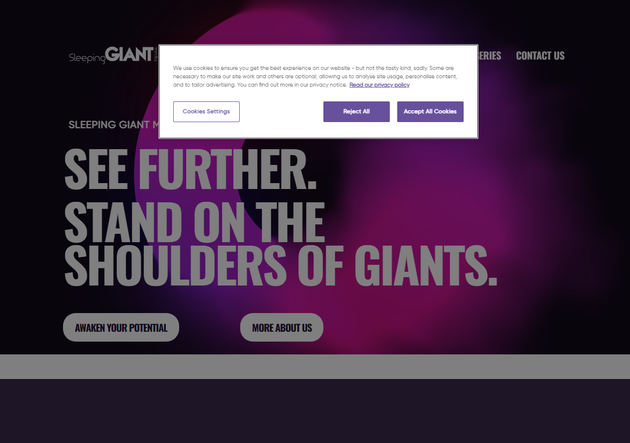 Sleeping Giant Media homepage screenshot, the largest SEO and digital PR agency headquartered in Folkestone, Kent