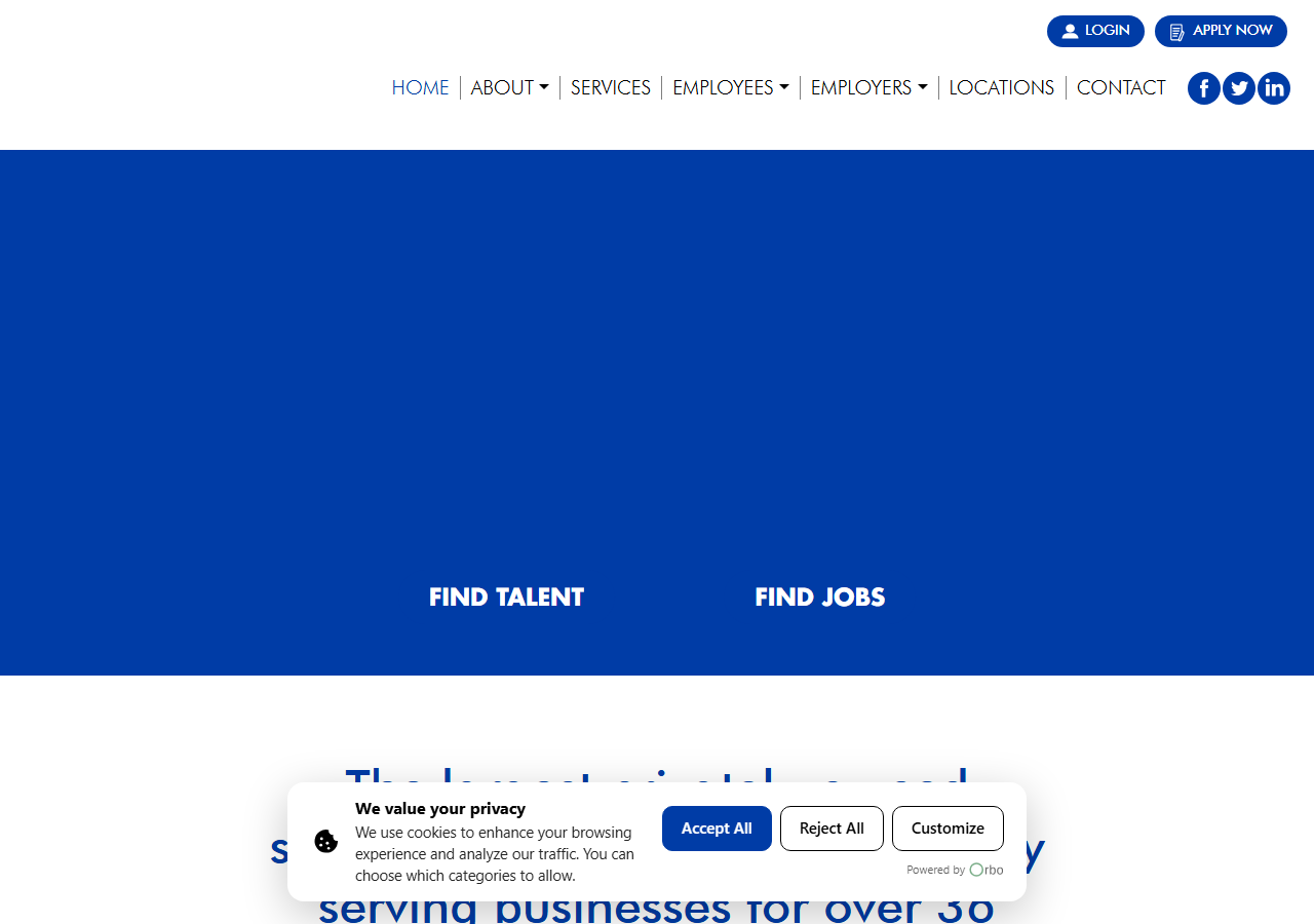Staff Force Personnel Services homepage screenshot, a light-industrial and skilled-trades staffing company with a McKinney, Texas branch