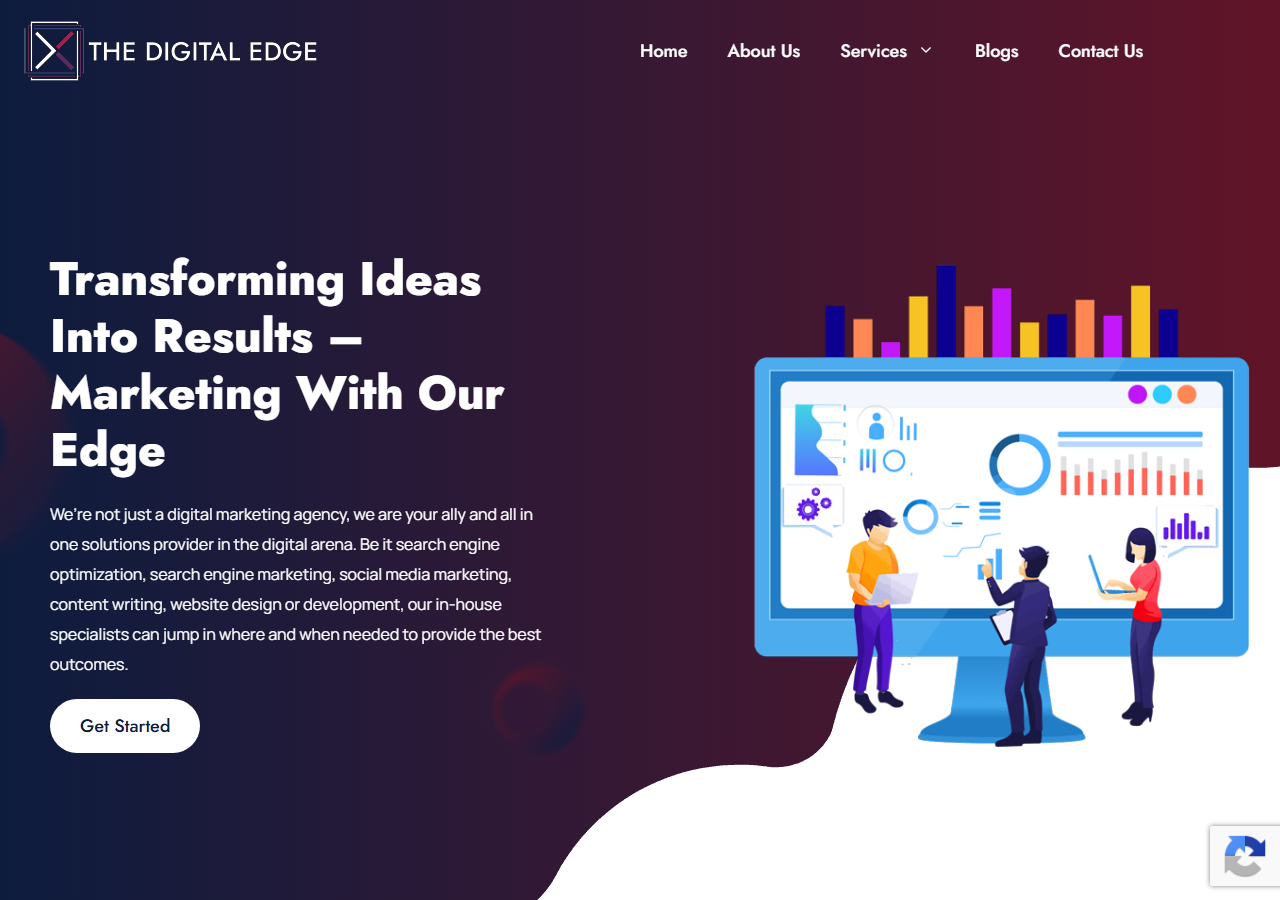 The Digital Edge homepage screenshot, a digital marketing agency at 1601 Industrial Boulevard in Sugar Land, Texas, sister company of IdeasUnlimited