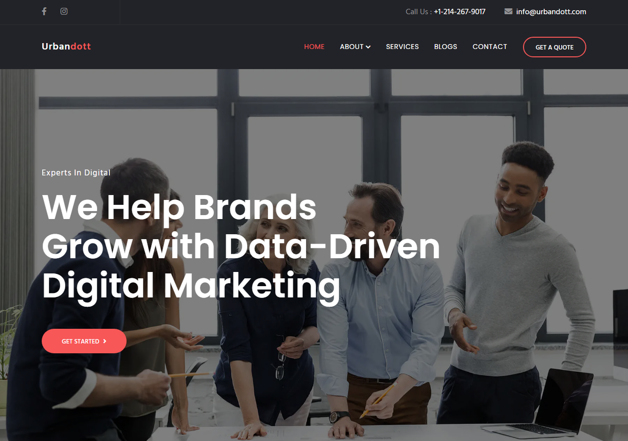 Urbandott homepage screenshot, a digital marketing agency based in McKinney, Texas