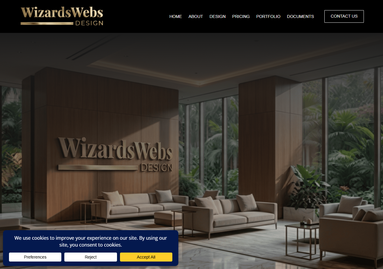 WizardsWebs Design homepage screenshot, a home-based Tomball, Texas web design company that markets itself under Houston-focused branding