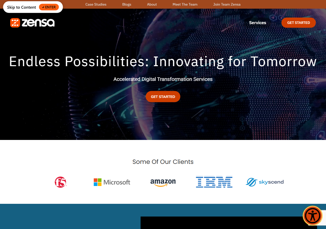 Zensa LLC homepage screenshot, a woman-owned Microsoft ISV Gold Partner and managed IT services firm headquartered in Redmond, Washington